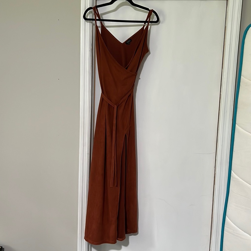 Lira Wrap-Style Suede-Like Dress